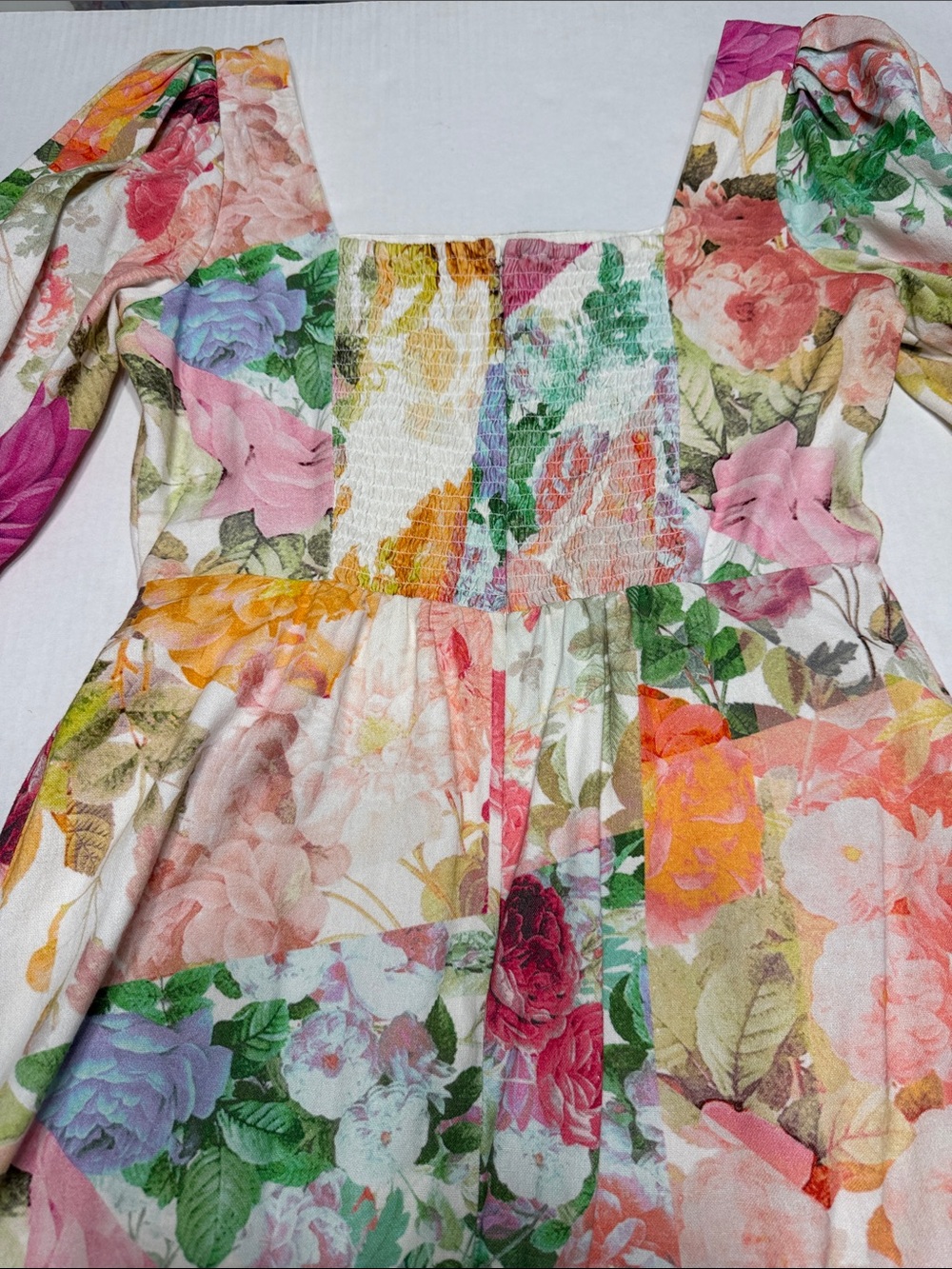 Vince Camuto Multicolor Floral Puff-Sleeve Mini Dress - Picture 12 of 15
